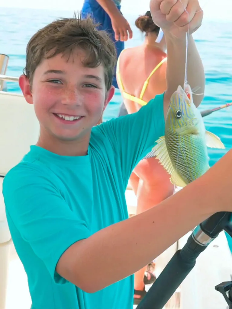 Young boy fishing